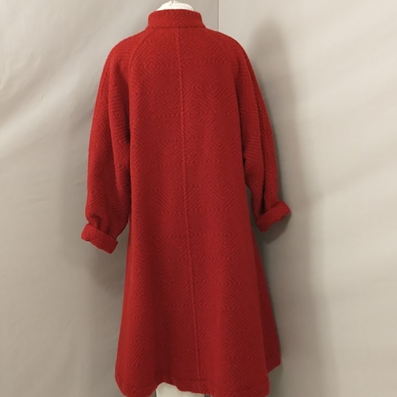 Red Swing Artisan Handmade Blanket Coat Long Wool a+ Statement Coat Quality OOAK - Picture 5 of 12